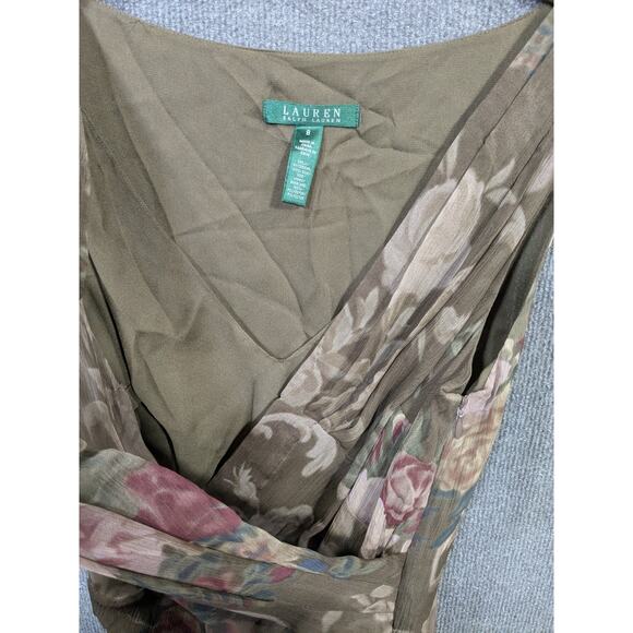 Ralph Lauren LRL Silk Dress Womens 8 Faux Wrap Ruffle Tank Feminine Soft Elegant - Picture 6 of 12